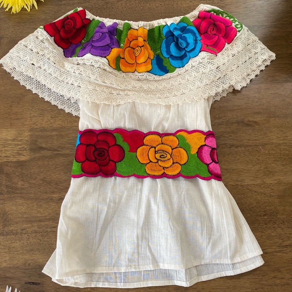 Beige embroidered top
